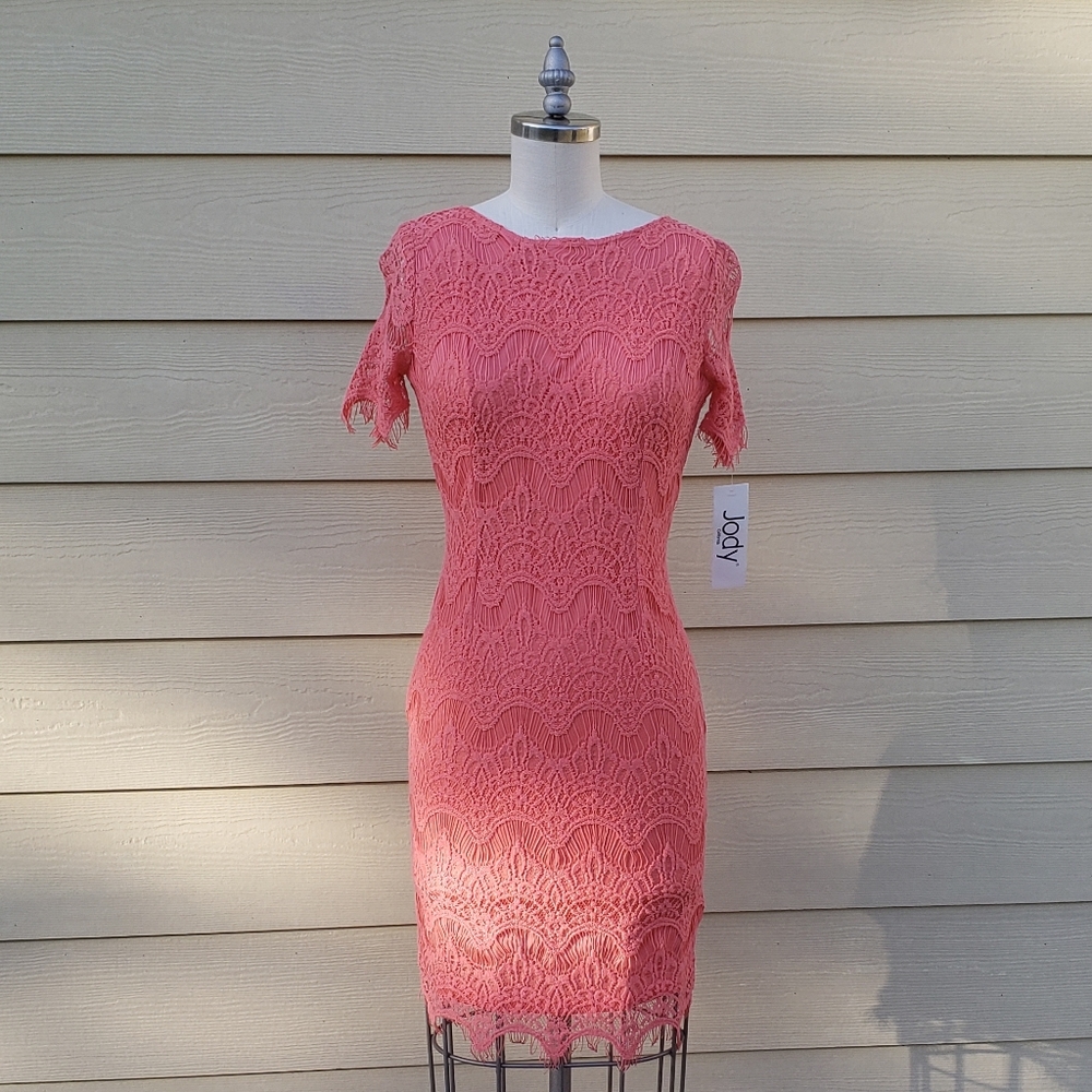 NEW Jody California Made in USA Peach Lace Dress